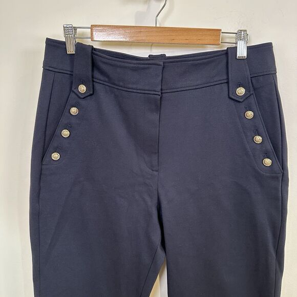 Quince Pants Womens Large Navy Ultra-Stretch Ponte Straight Leg Mariner Sailor - Picture 2 of 12